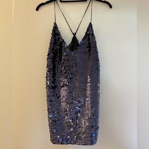 Sequin Strappy Shirt in Purple